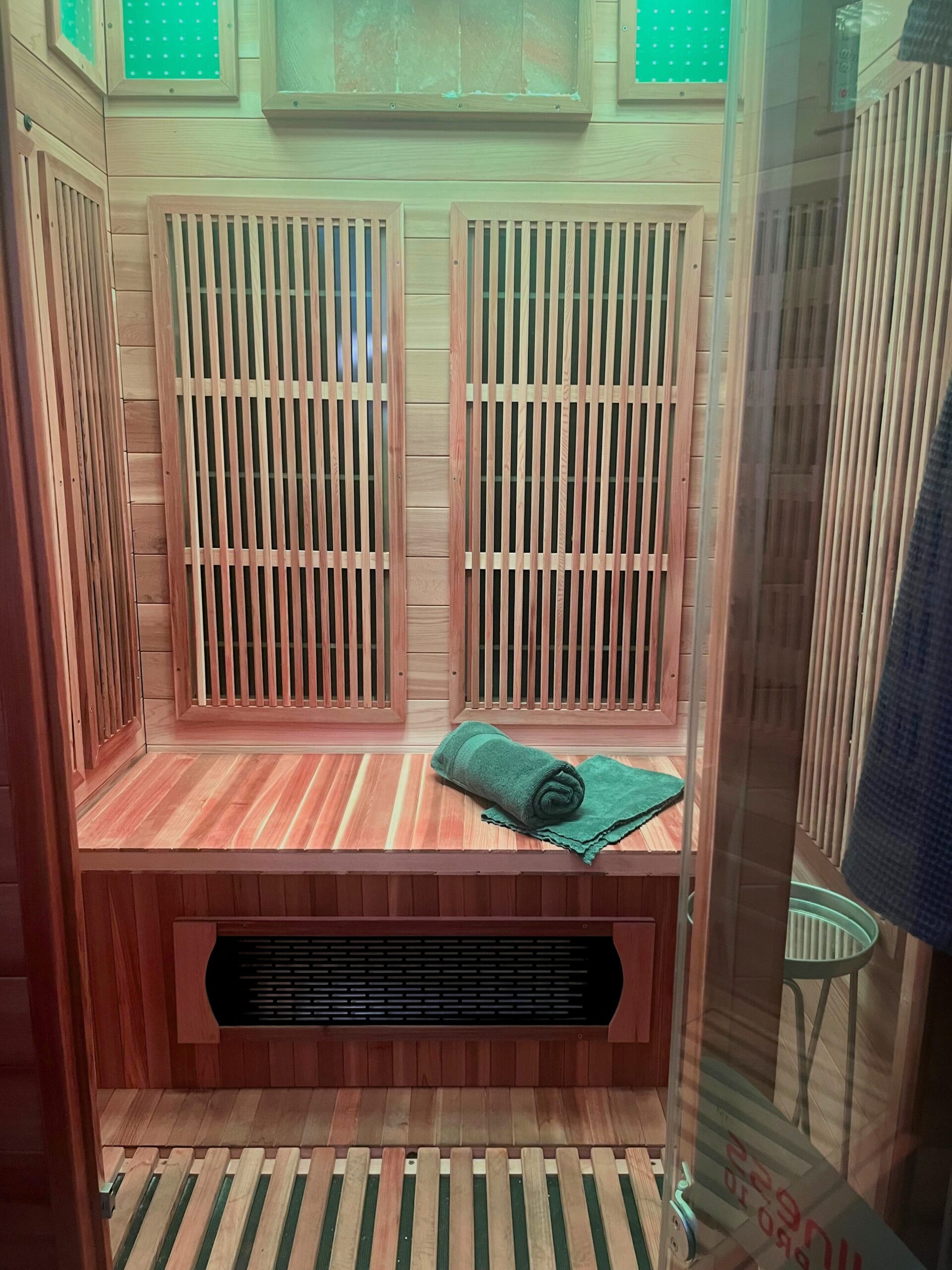 Infrared sauna session for health and wellness